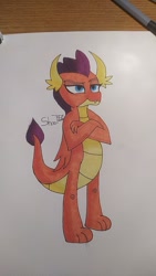 Size: 720x1280 | Tagged: safe, artist:shooting star, smolder, dragon, g4, dragoness, female, markers, photo, solo, traditional art