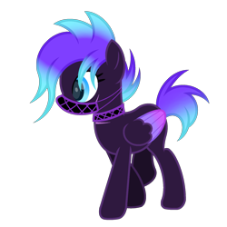 Size: 1800x1800 | Tagged: safe, artist:ponkus, oc, oc only, oc:rad blast, pegasus, pony, fallout equestria, choker, female, mare, mask, simple background, solo, transparent background, two toned wings, wings