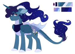Size: 1841x1335 | Tagged: safe, artist:silentwolf-oficial, oc, oc only, oc:eclipse, dracony, dragon, hybrid, pony, ethereal mane, ethereal wings, hybrid wings, interspecies offspring, magical lesbian spawn, male, next generation, offspring, parent:princess ember, parent:princess luna, parents:emberluna, reference sheet, simple background, solo, starry mane, white background, wings
