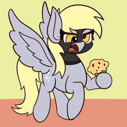 Size: 3000x3000 | Tagged: safe, artist:mrneo, derpy hooves, pegasus, pony, g4, balaclava, food, high res, muffin, solo