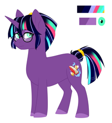 Size: 1419x1561 | Tagged: safe, artist:silentwolf-oficial, oc, oc only, oc:nova, pony, unicorn, colored hooves, female, glasses, horn, magical lesbian spawn, mare, next generation, offspring, parent:tempest shadow, parent:twilight sparkle, parents:tempestlight, reference sheet, simple background, solo, story included, tail wrap, unicorn oc, white background
