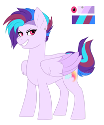 Size: 1233x1474 | Tagged: safe, artist:silentwolf-oficial, oc, oc only, oc:cloud chaser, pegasus, pony, grin, pegasus oc, reference sheet, simple background, smiling, solo, two toned wings, white background, wings