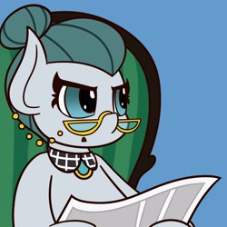 Size: 3000x3000 | Tagged: safe, artist:mrneo, cloudy quartz, earth pony, pony, g4, chair, down beat bear, high res, look of disapproval, meme, newspaper, ponified meme, solo, tom and jerry, tom reading the newspaper