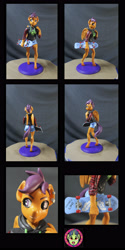 Size: 2500x5000 | Tagged: safe, artist:dantethehuman, scootaloo, anthro, unguligrade anthro, g4, clothes, craft, figurine, hoodie, irl, older, photo, shorts, skateboard, solo