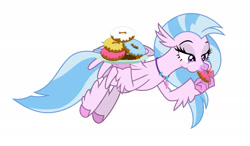 Size: 2248x1313 | Tagged: safe, artist:shootingstarsentry, edit, vector edit, silverstream, hippogriff, g4, donut, female, food, simple background, solo, vector, white background