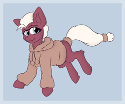 Size: 2294x1915 | Tagged: safe, artist:sneetymist, oc, oc only, oc:lucky cream, earth pony, pony, clothes, female, fluffy, fluffy sweater, fur coat, hoodie, mare, pom pom (clothes), solo, sweater, winter clothes, winter coat, winter outfit