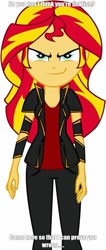 Size: 387x911 | Tagged: safe, sunset shimmer, equestria girls, g4, caption, evil smirk, human sunset, imminent tickles, looking at you, meme, smiling, smirk, text, this will end in tickles, uh oh