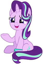 Size: 5916x8902 | Tagged: safe, artist:famousmari5, starlight glimmer, pony, unicorn, g4, student counsel, absurd resolution, cutie mark, female, mare, open mouth, simple background, sitting, solo, transparent background, vector
