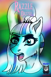 Size: 445x667 | Tagged: safe, artist:bronywishbone, coloratura, earth pony, pony, g4, countess coloratura, head only, open mouth, popstar, razzle dazzle, singer