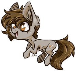 Size: 926x863 | Tagged: safe, artist:lrusu, oc, oc:stitched laces, earth pony, pony, chibi, floating, freckles, simple background, white background