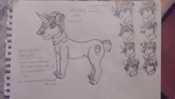 Size: 1024x576 | Tagged: safe, artist:bronywishbone, oc, oc:whitney the uniwolf, hybrid, pony, unicorn, wolf, wishbone heroes: friends forever, concept art, crossover, expressions, sketch, traditional art, wishbone heroes