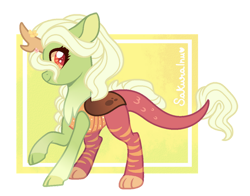 Size: 1024x801 | Tagged: safe, artist:hopenotfound, oc, oc only, hybrid, female, interspecies offspring, offspring, parent:discord, parent:queen chrysalis, parents:discolis, solo