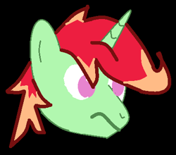 Size: 407x358 | Tagged: safe, artist:donin, derpibooru exclusive, oc, oc only, oc:jonin, pony, unicorn, black background, head only, horn, male, simple background, solo, stallion, wavy mouth