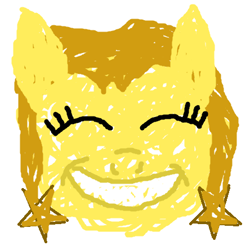Size: 444x444 | Tagged: safe, artist:donin, derpibooru exclusive, oc, oc only, oc:golden star, earth pony, pony, 1000 hours in ms paint, bust, eyes closed, female, grin, mare, portrait, simple background, smiling, solo, white background