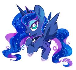 Size: 1000x920 | Tagged: safe, artist:yokokinawa, princess luna, alicorn, pony, g4, chibi, ethereal mane, female, heart eyes, mare, simple background, smiling, solo, starry mane, white background, wingding eyes