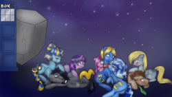 Size: 1366x768 | Tagged: safe, artist:jitterbugjive, derpy hooves, doctor whooves, minuette, perfect pace, pinkie pie, time turner, tom, twilight sparkle, oc, oc:ananta, earth pony, pegasus, pony, unicorn, ask discorded whooves, ask miss twilight sparkle, ask the master, lovestruck derpy, g4, antagonist, crossover, crying, discord whooves, doctor who, doctwi, female, male, masterpie, pinkamena diane pie, race swap, rock, self ponidox, ship:doctorderpy, shipping, stars, straight, the doctor, the master, timelord ponidox, unicorn twilight