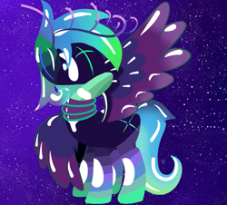 Size: 1197x1080 | Tagged: safe, artist:blaze anani, derpibooru exclusive, oc, oc only, oc:borealis, antlers, aonani, space background, star field background