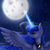 Size: 1500x1500 | Tagged: safe, artist:rainviv, princess luna, alicorn, pony, g4, ethereal mane, female, full moon, horn, jewelry, magic, magic aura, mare, moon, night, regalia, solo, spread wings, starry mane, starry night, wings