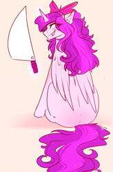 Size: 1545x2355 | Tagged: safe, artist:krissstudios, oc, oc only, alicorn, pony, female, magic, mare, meat cleaver, solo
