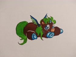 Size: 4160x3120 | Tagged: safe, artist:munstafoal, oc, oc only, alicorn, fluffy pony, pony, alicorn oc, fluffy, foal, horn, solo, traditional art, wings