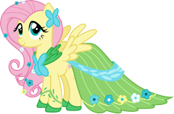 Size: 4608x3000 | Tagged: safe, artist:cloudy glow, fluttershy, pegasus, pony, g4, the best night ever, clothes, cute, dress, gala dress, shyabetes, simple background, solo, transparent background, vector