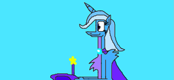 Size: 903x420 | Tagged: safe, artist:devon13168, trixie, pony, unicorn, g4, 1000 hours in ms paint, cape, clothes, hat, horn, trixie's cape, trixie's hat