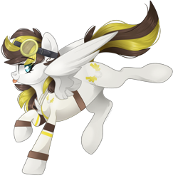 Size: 2048x2048 | Tagged: safe, artist:cinnamontee, oc, oc only, oc:ruffian, pegasus, pony, clothes, female, goggles, high res, mare, shirt, simple background, solo, transparent background