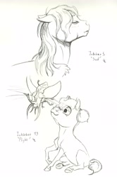 Size: 4104x6197 | Tagged: safe, artist:lady-limule, oc, oc only, earth pony, pony, bust, earth pony oc, eyes closed, female, filly, grayscale, inktober 2016, lineart, monochrome, traditional art