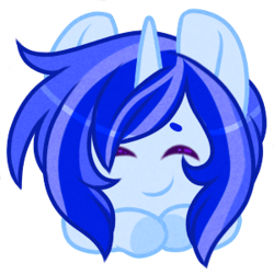 Size: 300x300 | Tagged: safe, artist:silentwolf-oficial, oc, oc only, oc:silent wolf, pony, unicorn, eyes closed, horn, simple background, smiling, solo, transparent background, unicorn oc