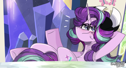 Size: 2081x1127 | Tagged: safe, artist:jxst-starly, starlight glimmer, pony, unicorn, g4, season 5, the cutie re-mark, cheek fluff, crystal, fluttershy's cutie mark, redraw, scene interpretation, screenshot redraw, solo, twilight's castle, welcome home twilight