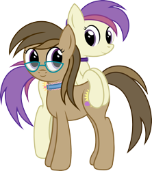Size: 2210x2488 | Tagged: safe, artist:joey, oc, oc only, oc:dawnsong, oc:evensong, earth pony, pegasus, pony, collar, female, glasses, high res, siblings, simple background, sisters, transparent background, vector