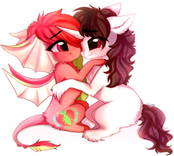 Size: 3461x3100 | Tagged: safe, artist:krissstudios, oc, oc only, dracony, dragon, hybrid, pony, chibi, high res, shipping, simple background, white background