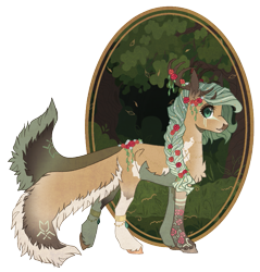 Size: 1065x1112 | Tagged: safe, artist:luuny-luna, oc, oc only, oc:luna wolf, pegasus, pony, antlers, braid, female, flower, flower in hair, simple background, solo, transparent background, two tails
