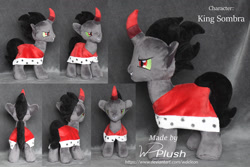 Size: 1307x871 | Tagged: safe, artist:wdeleon, king sombra, pony, unicorn, g4, cape, charity, clothes, irl, male, photo, plushie, solo, standing, toy