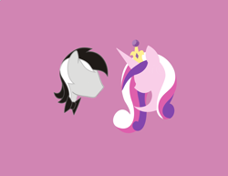 Size: 944x730 | Tagged: safe, princess cadance, oc, pony, g4, bust, canon x oc, duo, pointy ponies, portrait, simple background