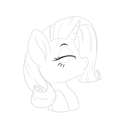 Size: 7000x7000 | Tagged: safe, artist:chedx, rarity, pony, unicorn, g4, absurd resolution, black and white, bust, female, grayscale, lidded eyes, lineart, looking at you, mare, monochrome, no pupils, portrait, profile, simple background, solo, white background
