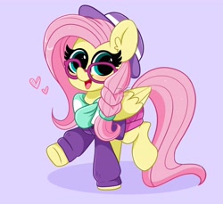 Size: 4096x3755 | Tagged: safe, artist:kittyrosie, fluttershy, pegasus, pony, g4, alternate hairstyle, blushing, clothes, cute, ear fluff, female, glasses, hat, heart, hipstershy, looking at you, mare, open mouth, raised hoof, raised leg, scarf, shorts, shyabetes, smiling, smiling at you, solo, sweater, woke