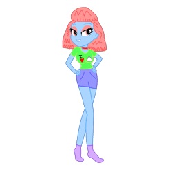 Size: 1280x1280 | Tagged: safe, artist:mario101, artist:smbros, oc, oc only, oc:sugar sally, equestria girls, g4, clothes, eyeshadow, food, hand on hip, heart, lidded eyes, makeup, rule 63, shorts, simple background, solo, sugar (food), transparent background