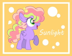 Size: 1024x789 | Tagged: safe, artist:hopenotfound, oc, oc only, oc:sunlight, pegasus, pony, female, filly, magical lesbian spawn, offspring, parent:pinkie pie, parent:rainbow dash, parents:pinkiedash, solo