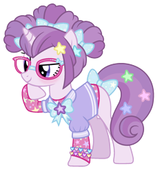 Size: 1510x1607 | Tagged: safe, artist:strawberry-spritz, oc, oc only, pony, unicorn, decora, female, glasses, mare, offspring, parent:north point, parent:starlight glimmer, simple background, solo, transparent background