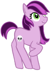 Size: 749x1040 | Tagged: safe, artist:catachromatic, derpibooru exclusive, lilith, earth pony, pony, g4, background pony, female, g4.5 to g4, green eyes, mare, simple background, skull cutie mark, solo, transparent background