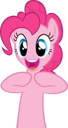 Size: 1795x3342 | Tagged: safe, artist:quasdar, pinkie pie, earth pony, pony, g4, secret of my excess, female, hooves to the chest, mare, open mouth, simple background, solo, transparent background, vector