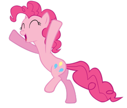 Size: 2659x2255 | Tagged: safe, artist:gecko-7, pinkie pie, earth pony, pony, g4, eyes closed, female, high res, hooves in air, mare, open mouth, simple background, solo, transparent background, vector
