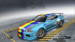 Size: 1280x720 | Tagged: safe, rainbow dash, g4, car, game screencap, need for speed, need for speed pro street, nissan, nissan skyline