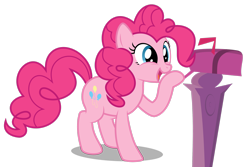 Size: 2992x2004 | Tagged: safe, artist:abydos91, pinkie pie, earth pony, pony, g4, wonderbolts academy, female, happy, high res, mailbox, mare, simple background, solo, transparent background, vector