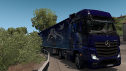 Size: 1920x1080 | Tagged: safe, princess luna, alicorn, pony, unicorn, g4, euro truck simulator 2, female, forest, looking at you, mare, mercedes-benz, nature, road, solo, truck