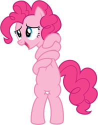 Size: 2170x2764 | Tagged: safe, artist:flutterguy317, pinkie pie, earth pony, pony, g4, too many pinkie pies, bipedal, female, high res, hug, mare, self-hugging, simple background, solo, transparent background, vector
