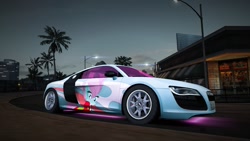 Size: 1366x768 | Tagged: safe, soigne folio, pony, g4, audi, audi r8, car, city, female, game screencap, mare, need for speed, need for speed world, solo, underglow