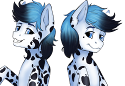 Size: 602x414 | Tagged: artist needed, safe, oc, oc only, anthro, bust, looking at you, pose, simple background, spots, transparent background, twins