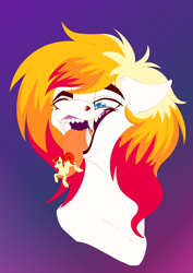 Size: 3500x4951 | Tagged: safe, artist:princessluna325, oc, oc:hotfix, oc:yamato, earth pony, pegasus, pony, auction, commission, finished commission, finished version, grin, macro, macro/micro, micro, size difference, smiling, teeth, tongue out, tongue play, ych result